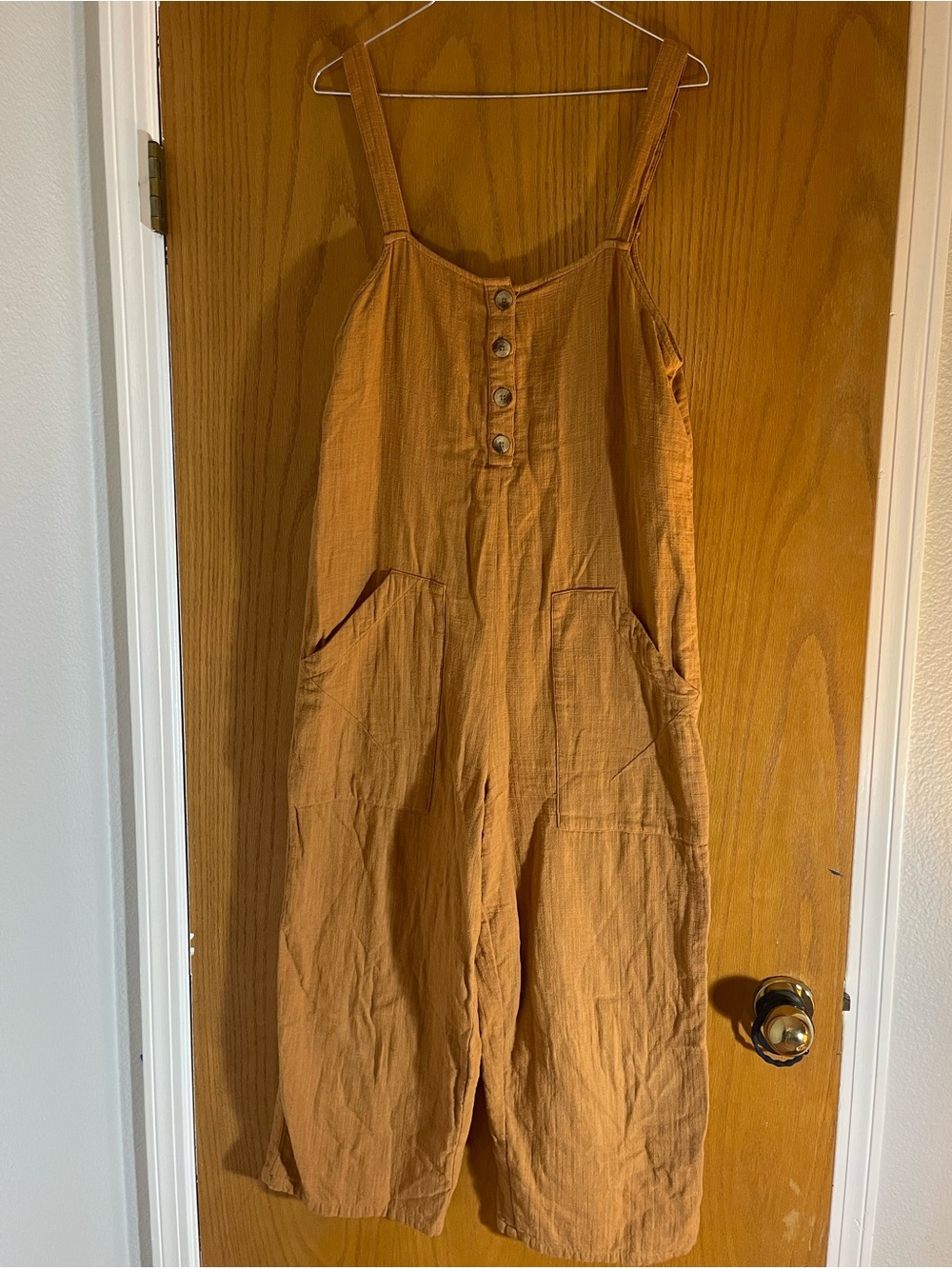Billabong Rustic Orange Wide-Leg Button-Front Jumpsuit